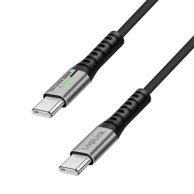 Logilink Cu0442 Usb 3.2 Gen2x2 Tipo C Cable M To M 20gbps 240w 4k Led Metal Housing Negro 1m