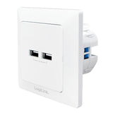 Logilink Pa0163 Toma De Pared Con 2x Puerto Usb Blanco