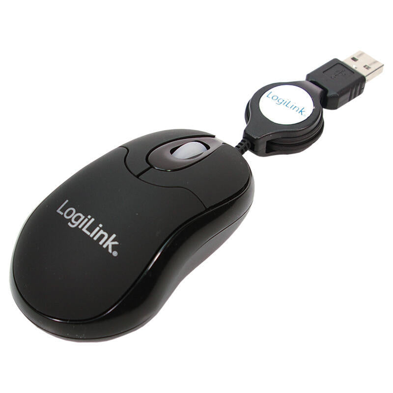Logilink Raton Optico 800 Dpi Led Con Cable Retractable Usb Negro Id0016