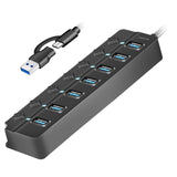 Logilink Usb 3.0 Hub, 7-Port, W Switch For Each Port, Black