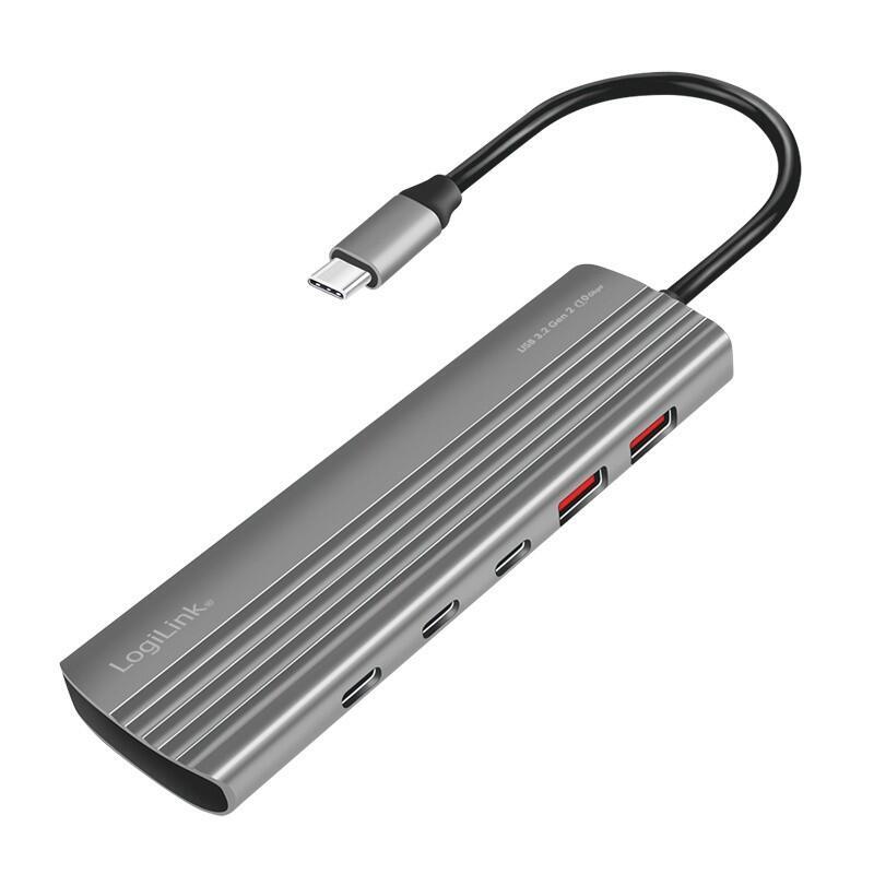 Logilink Usb 3.2 Gen2 Hub, 4+1-Port, 2x Usb-A, 2x Usb-C, Pd 100w, Aluminum
