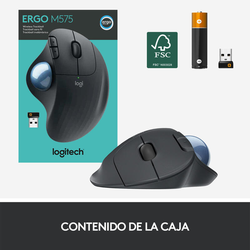 Logitech Raton Vertical Mx Ergo M575 Grafito Inalambrico
