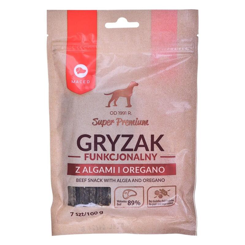 Maced Beef Snack With Algea And Oregano - Masticable Para Perros - 100g