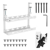 Maclean Mc-104 W Organizador De Cables Bajo Escritorio, Carga Máx. 5 Kg, 2 Niveles, Blanco