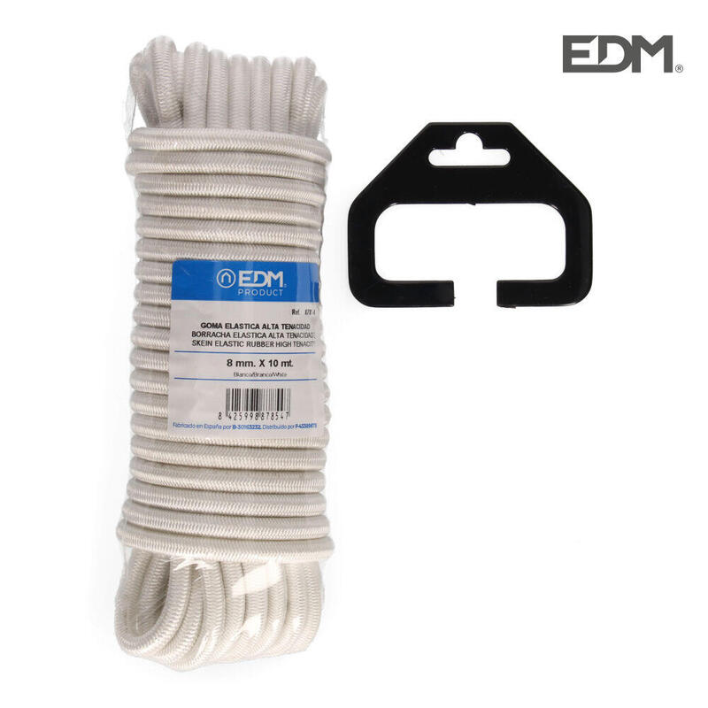 Madeja 10m Goma Elastica Alta Tenacidad Blanca. Calibre 8mm Edm