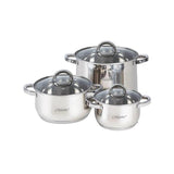 Maestro Mr-2120-6l Batería De Cocina Acero Inoxidable, 6 Piezas, Inducción, 3 Cacerolas, 3 Tapas De Cristal