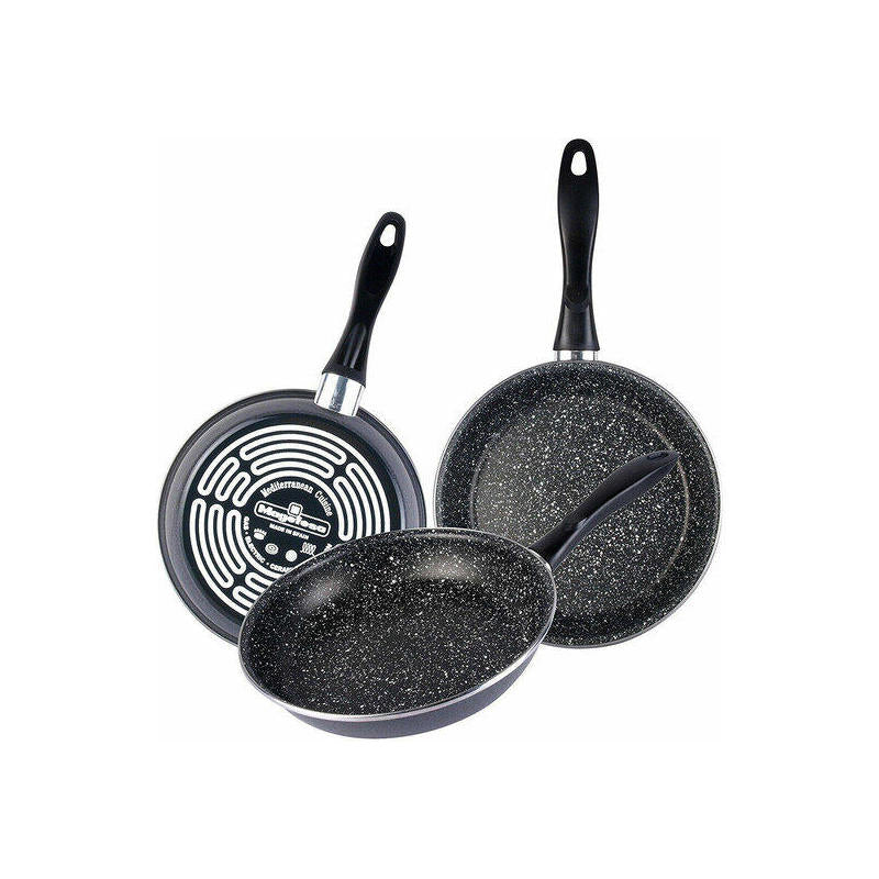 Magefesa K2 Gransasso - Set Juego 3 Sartenes 18-20-24 Cm, Inducción, Antiadherente Mármol