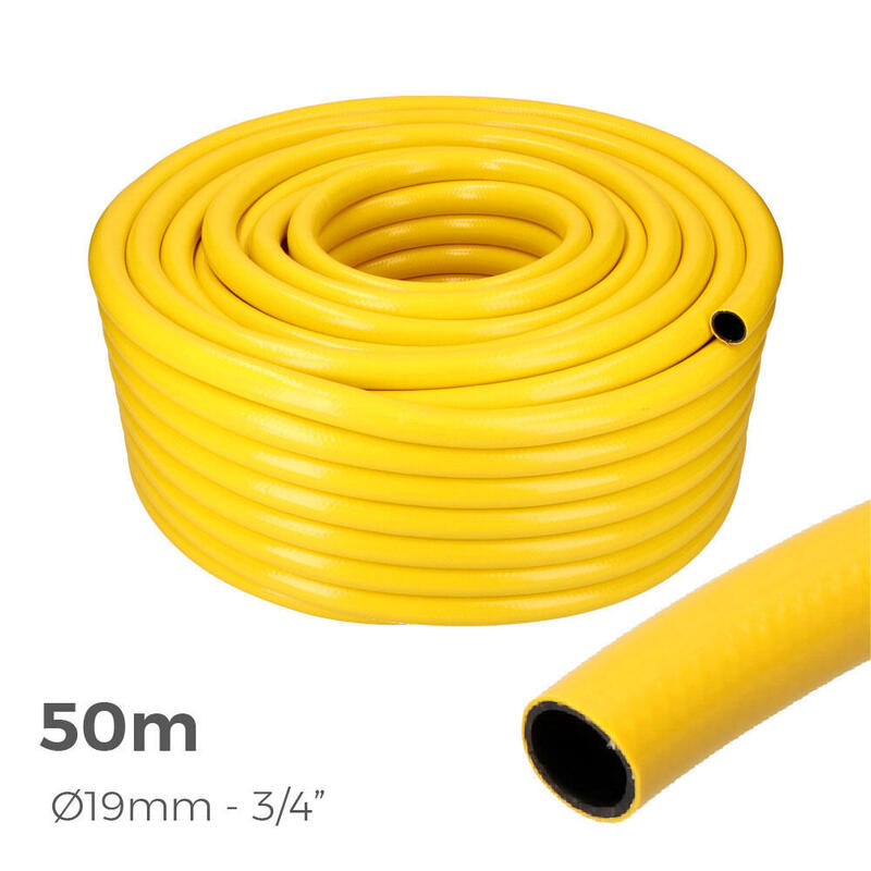 Manguera De Jardín Color Amarillo Ø Interior 19mm Ø Exterior 23mm (3/4") Rollo 50m