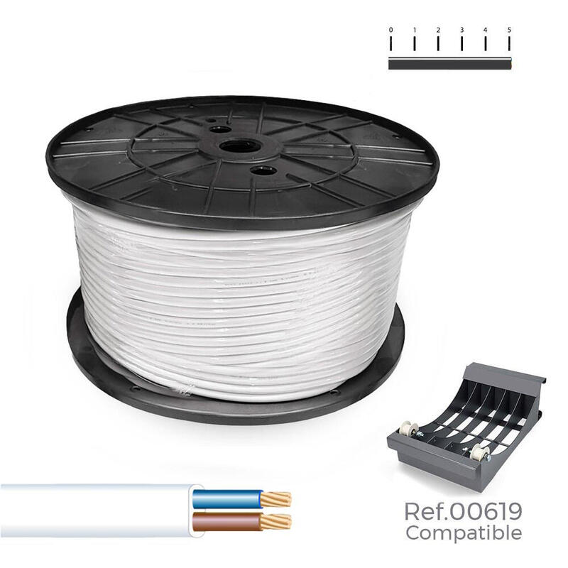 Manguera Plana H03vvh2-F 2 X 0,75 Mm² Blanca, 400 M. (Bobina Grande)