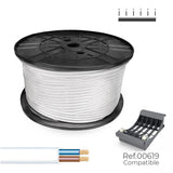 Manguera Plana H05vvh2-F 2 X 1,5 Mm² Blanca, 200 M. (Bobina Grande)