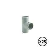 Manguito En T Inspeccionable De Pvc Ø 20 Mm, Gris, 25 Unidades