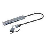 Manhattan 181075 Hub De Interfaz Usb 3.2 Gen 1 (3.1 Gen 1) Type-A + Type-C 5000 Mbit/S Gris