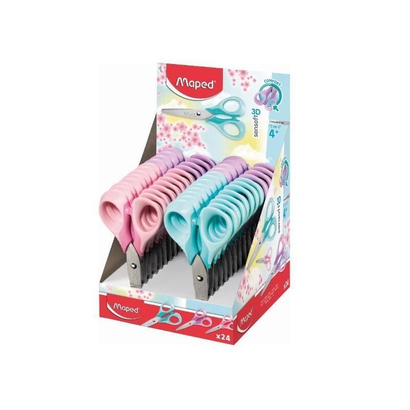 Maped Tijeras Sensoft 3d Diestros 13cm Simétricas C/Surtidos Pastel -Expositor 24-