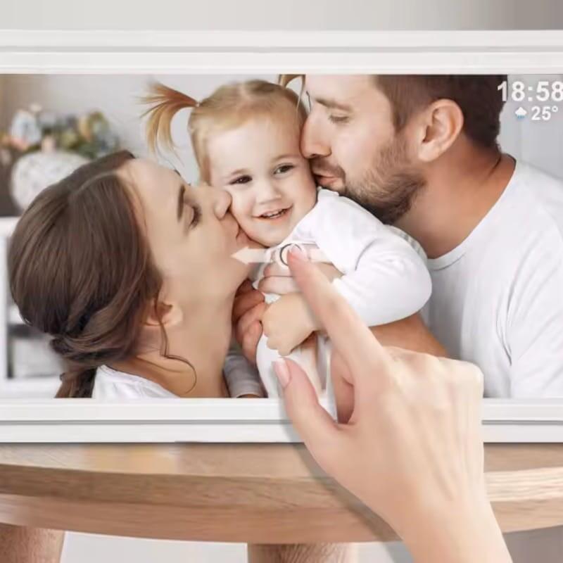 Marco De Fotos Digital Con Wifi Pantalla De 15,6 Pulgadas Táctil Ips Hd De 1920x1080 Tarjeta De Memoria 32gb Incluida - Color Blanco