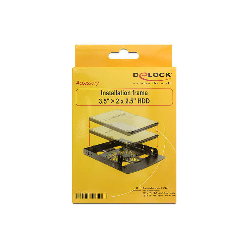 Marco De Instalación Delock 3.5 "Para 2x 2.5" Hdds Metal Negro