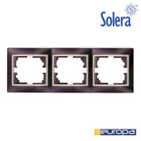 Marco Para 3 Elementos Horizontal Marco Negro Y Aro Perla 225x81x10mm Serie Europa Solera Erp73nu