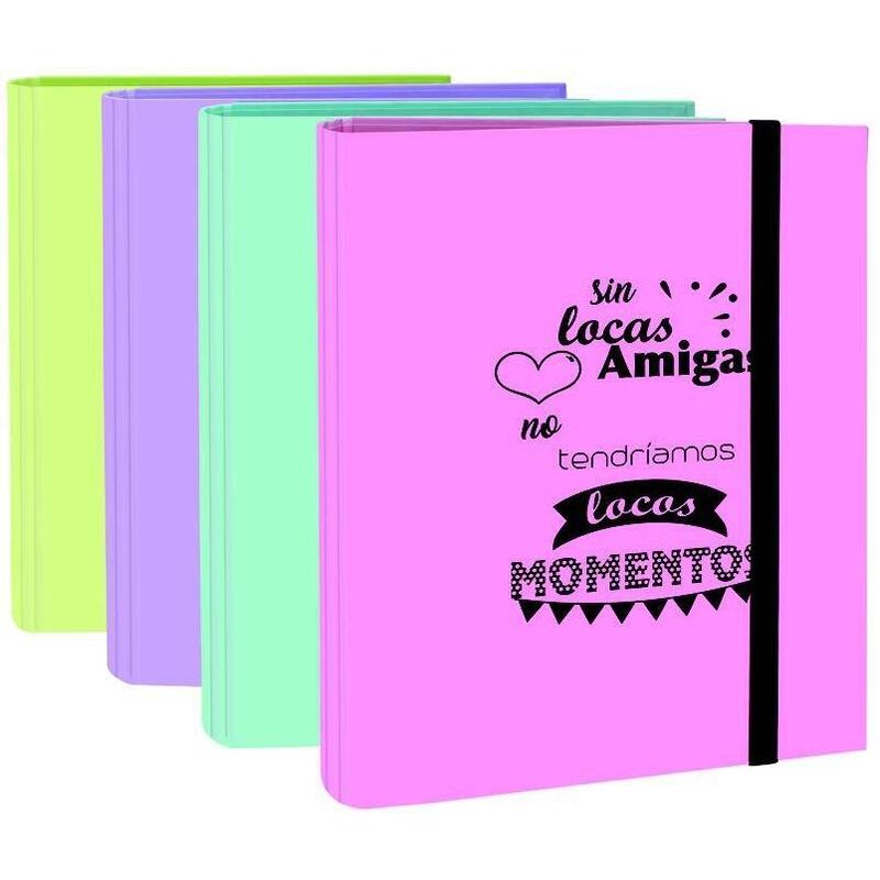 Mariola Carpeta Anillas Mixtas 4x40 Cartón Forrado Plastificado C/Frases Folio Surtidos Pastel