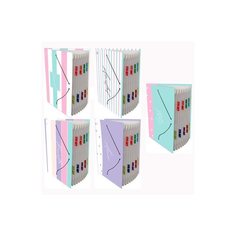 Mariola Carpeta Fuelle Acordeón 12 C/Goma Folio Cartón Forrado Plastificado Diseños Surtidos