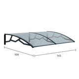 Marquesina Alveolar De Policarbonato Transparente De 6 Mm Con Soportes Gris Oscuro, 100 X 145 Cm