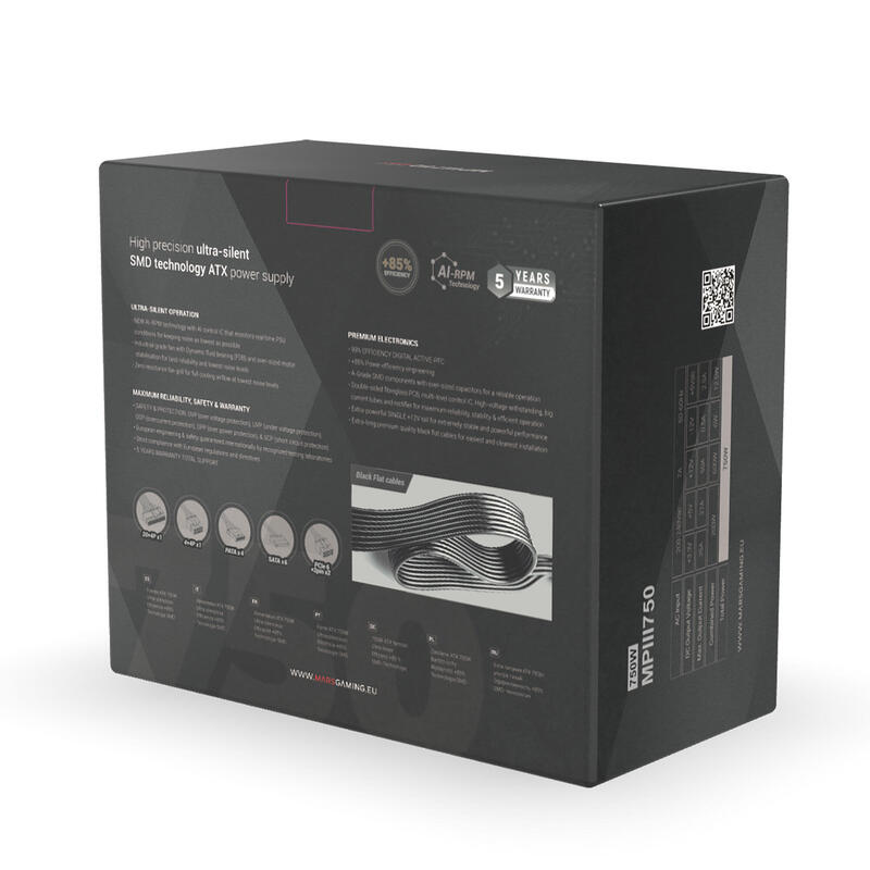 Mars Gaming Mpiii750 Fuente Alimentación Pc 750w Atx 85% Eficiencia 5 Años Garantía