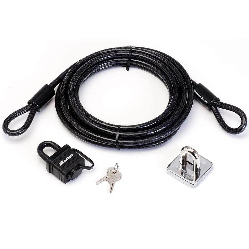 Master Lock 8271eurdat Cable Antirrobo Con Hebillas De Acero Trenzado Y Candado, 4,5 M