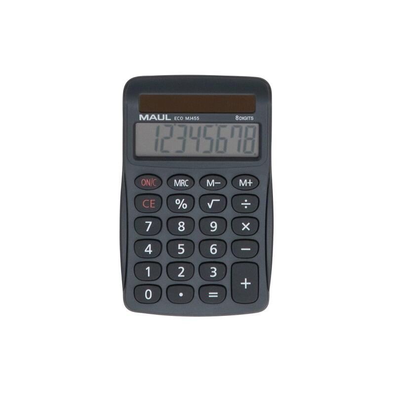 Maul Calculadora Eco Mj 455  Calculadora Basica Con Pantalla De 8 Dígitos  Calculadora Solar De 80% De Plástico Reciclado  Calculadora Pequeña 11,2 X 7,1 X 2 Cm  Gris