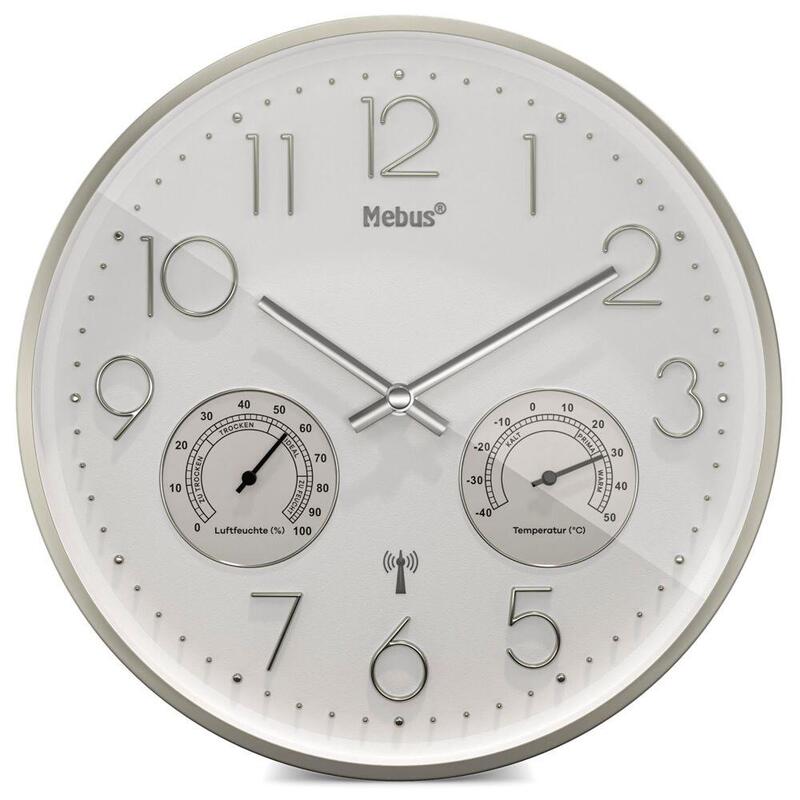 Mebus 12989 Radio Reloj De Pared Con Termohigrómetro