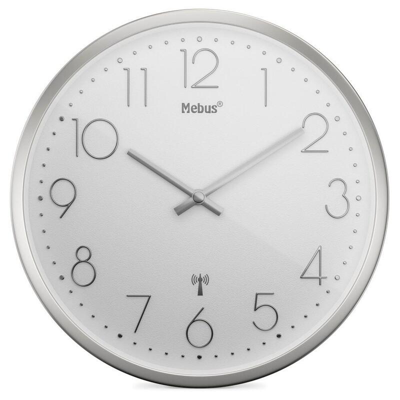 Mebus 19776 Radio Reloj De Pared Plata/Blanco