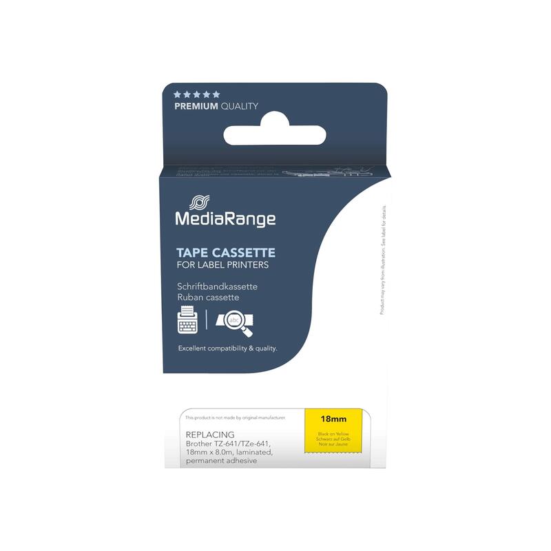 Mediarange Cinta  Brother Tz-641 Tze-641 18mm 8m Sw