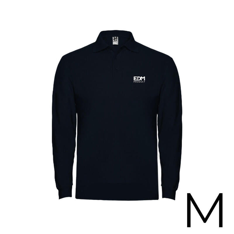 *Merchandising* Polo Negro Manga Larga Talla-M 65% Poliéster 35% Algodon Edm