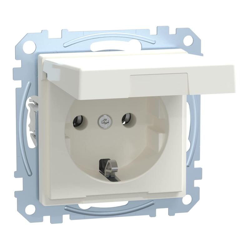 Merten Meg2311-0419 Schuko-Steckdose Mit Klappdeckel Polarweiss.