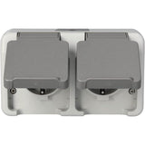 Merten Meg2321-8029 Schuko-Doble-Toma De Corriente. Gris Claro Waagerecht