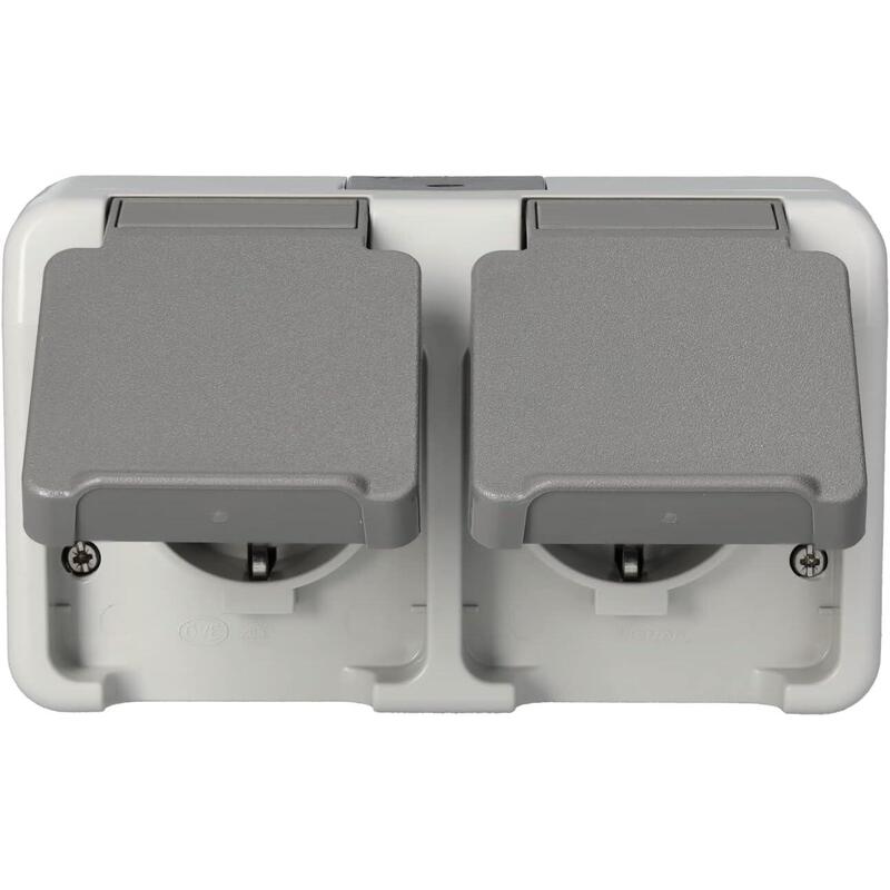 Merten Meg2321-8029 Schuko-Doppel-Steckdose. Lichtgrau Waagerecht