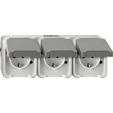 Merten Meg2391-8029 Schuko-Triple-Toma De Corriente. Gris Claro. Waagerecht