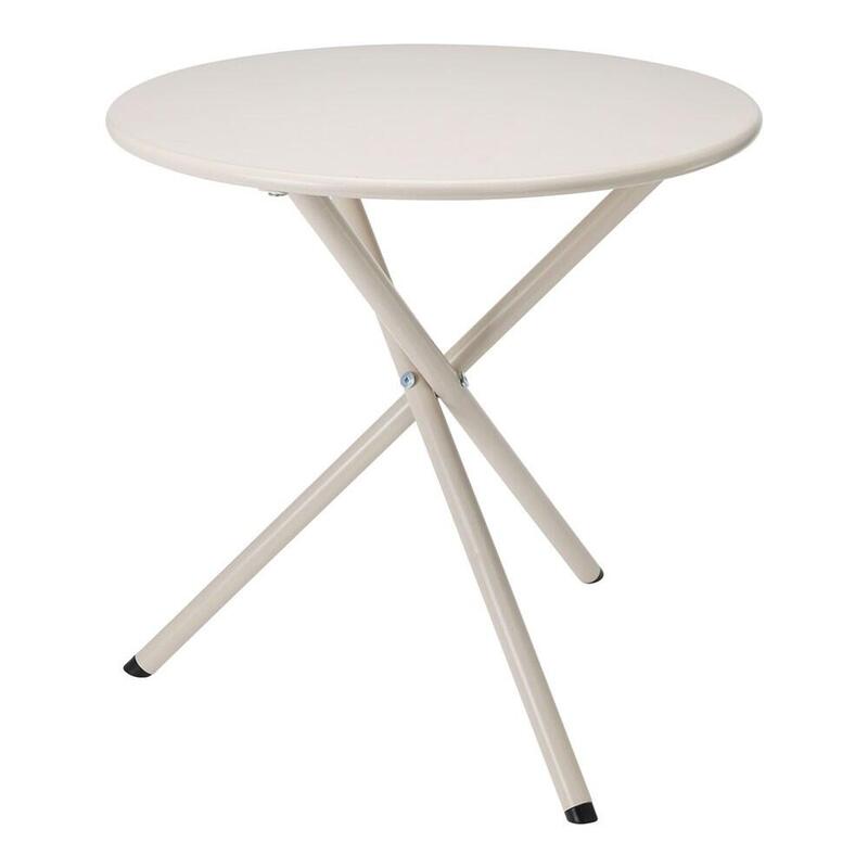 Mesa De Acero Plegable, Beige; Ø48 X 48 Cm