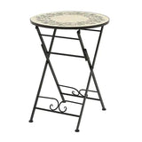 Mesa Metálica/Mosaico Plegable Atenas Color Negro Para Exterior Ø58 X 75 Cm