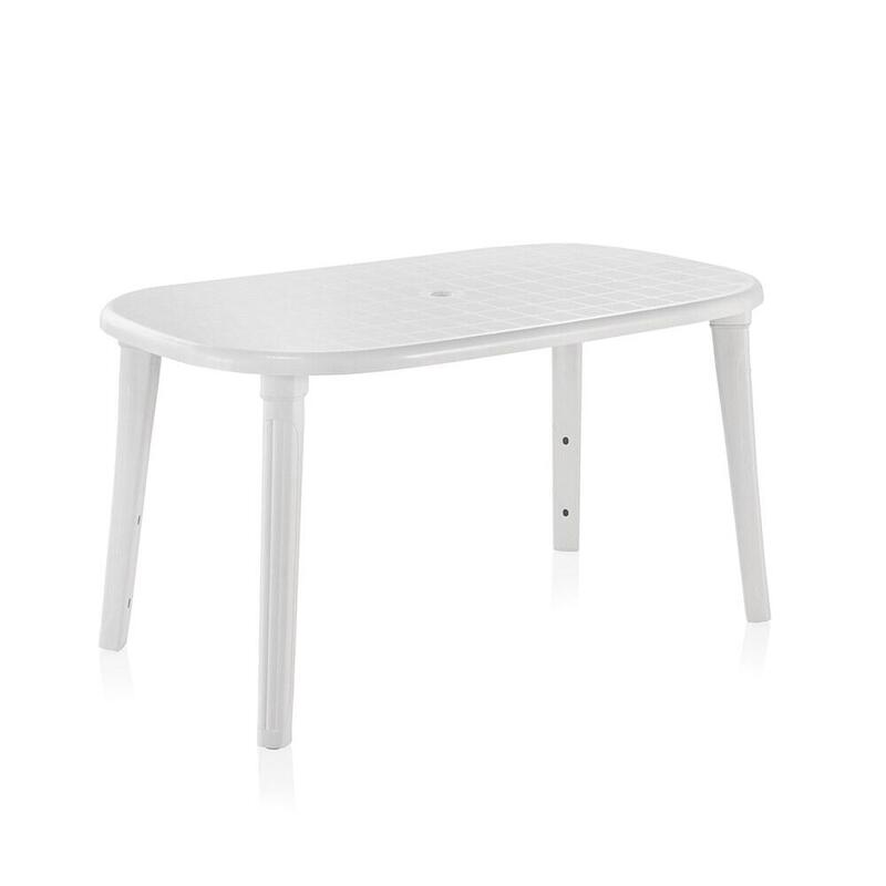 Mesa Ovalada Cancún, Color Blanco, Para Exterior, 140 X 80 X 73 Cm