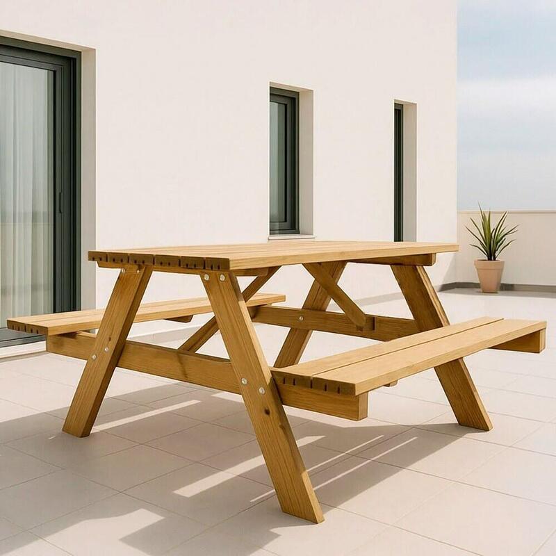Mesa Picnic De Madera 177 X 152 X 71 Cm