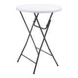 Mesa Redonda De Jardín. Plegable, De Polietileno. Color: Blanco Ø80x110cm Progarden