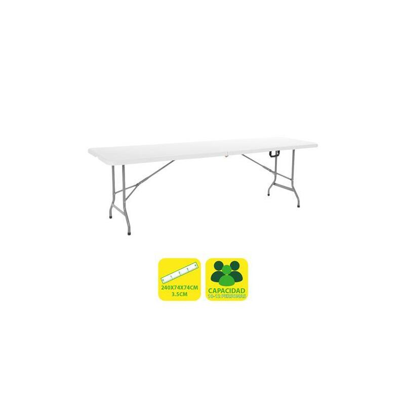Mesa  Sungarden  De Resina Plegable 240x74x74cm 3.5cm - Blanco