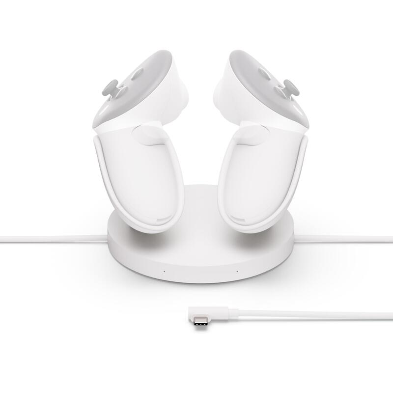 Meta Base De Carga Compacto + Batería 2 X Li-Ion 167 Mah 0.64 Wh 27 Vatios (Usb-C) Blanco Ópalo Para Meta Quest 3 Quest 3s