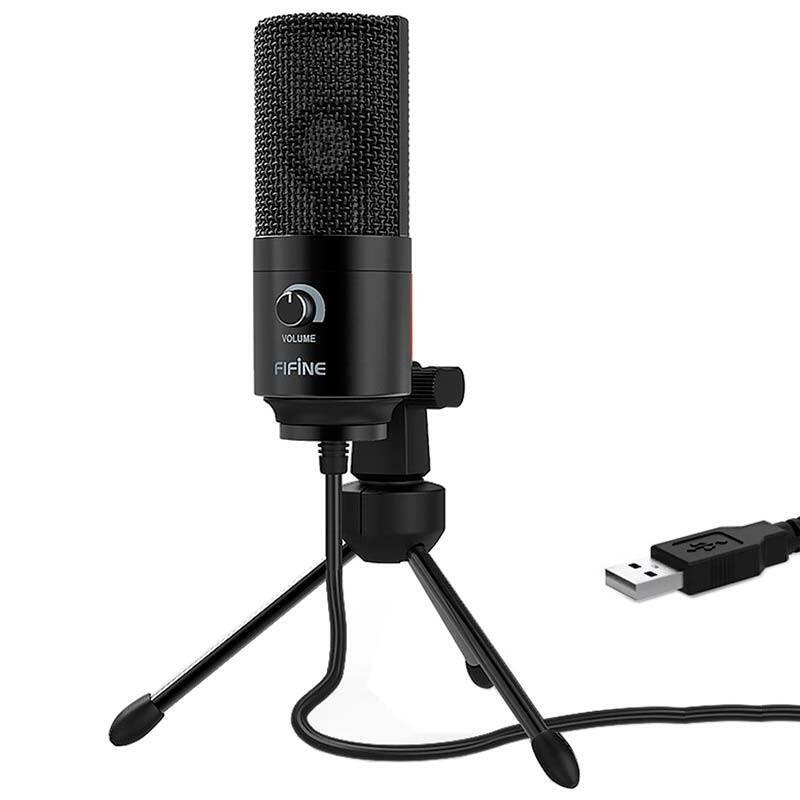 Micrófono Fifine K669  Usb Negro Para Grabación Y Transmisión En Pc