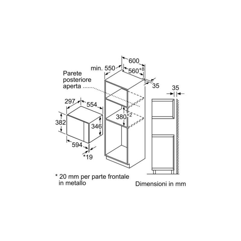Microondas  Bosch Serie 4 Bfl523ms0  20 L 800 W Negro, Acero Inoxidable