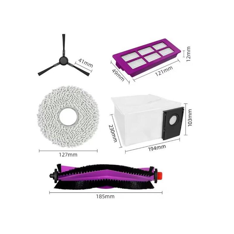 Midea V15 Spare Parts Kit: Side Brush × 1 Pc+Mop Pad × 2 Pcs+Roller Brush × 1 Pc+Filter × 1 Pc+Dust Bag × 1 Pc
