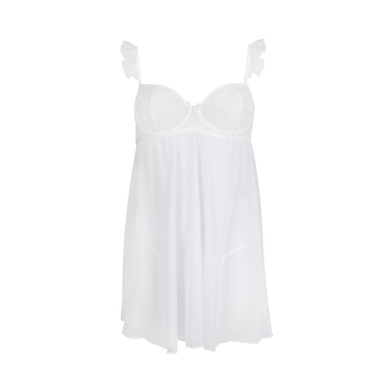 Milagros Chemise Y Tanga Blanco Talla (Interno):S/M