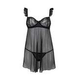Milagros Chemise Y Tanga Negro Talla (Interno):S/M