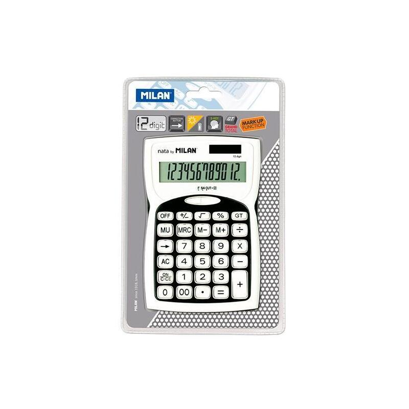 Milan Calculadora 12 Digitos Dual Blister Blanco/Negro