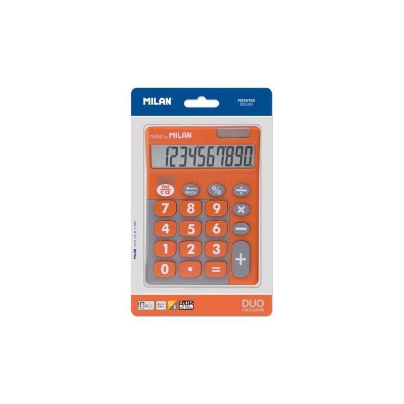 Milan Calculadora Duo 10 Digitos Dual Blister Naranja