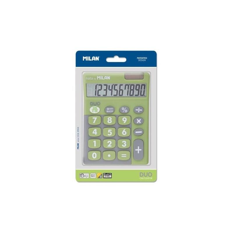 Milan Calculadora Duo 10 Digitos Dual Blister Verde