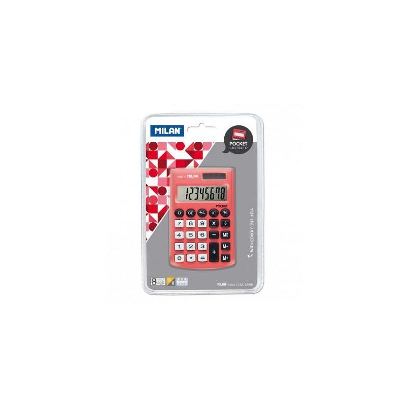 Milan Calculadora Rojo Pocket 8 Digitos Dual Blister